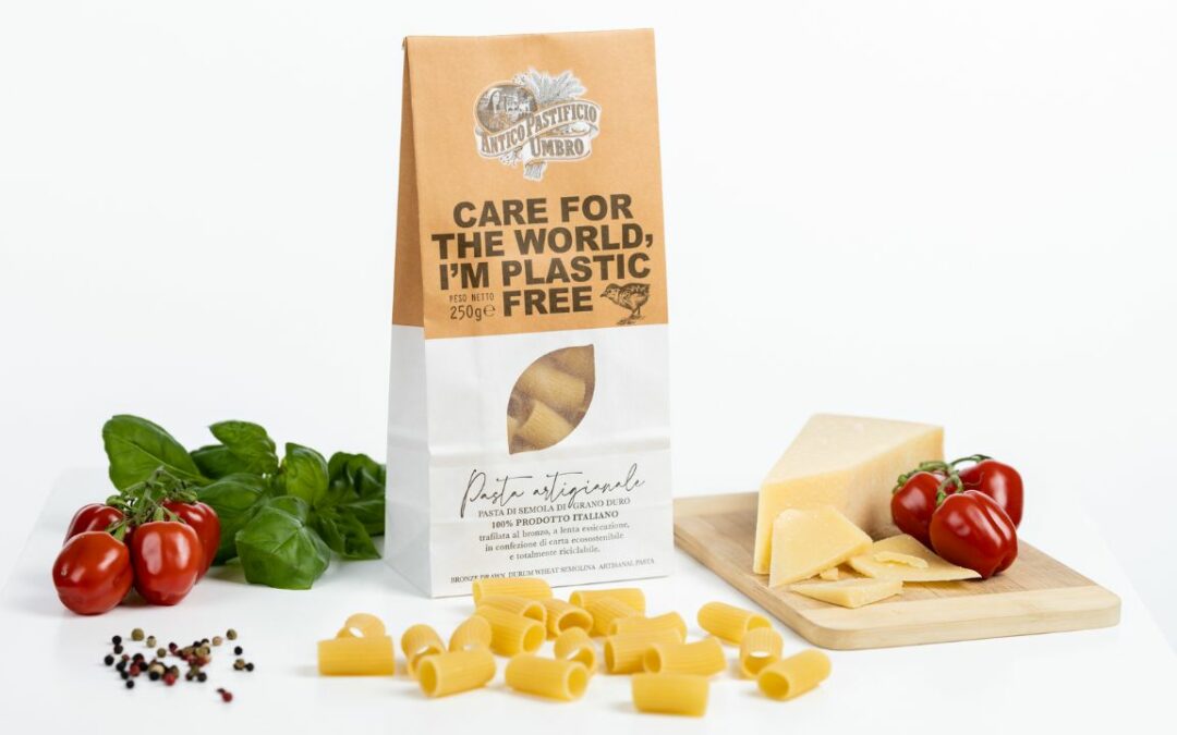 A new fully recyclable paper packaging for a premium Italian pasta brand