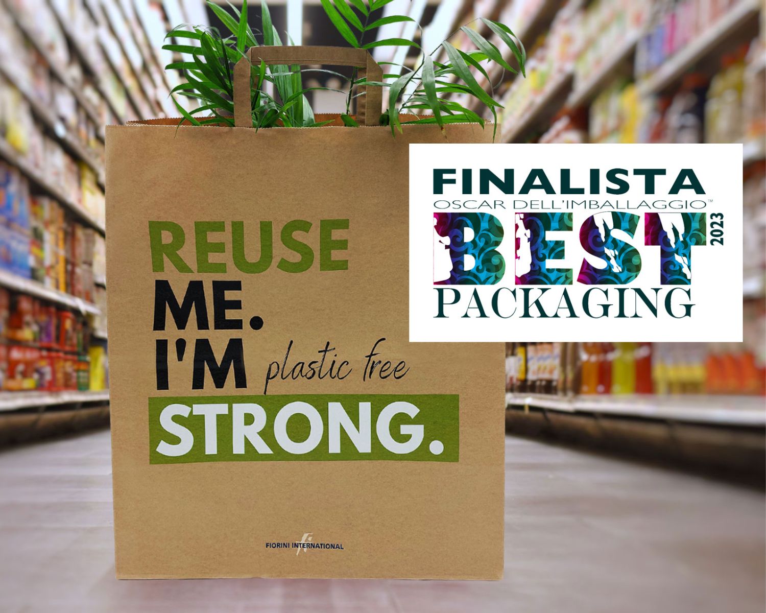 Fiorini International shopping bag in carta finalista Best Packaging Award 2023